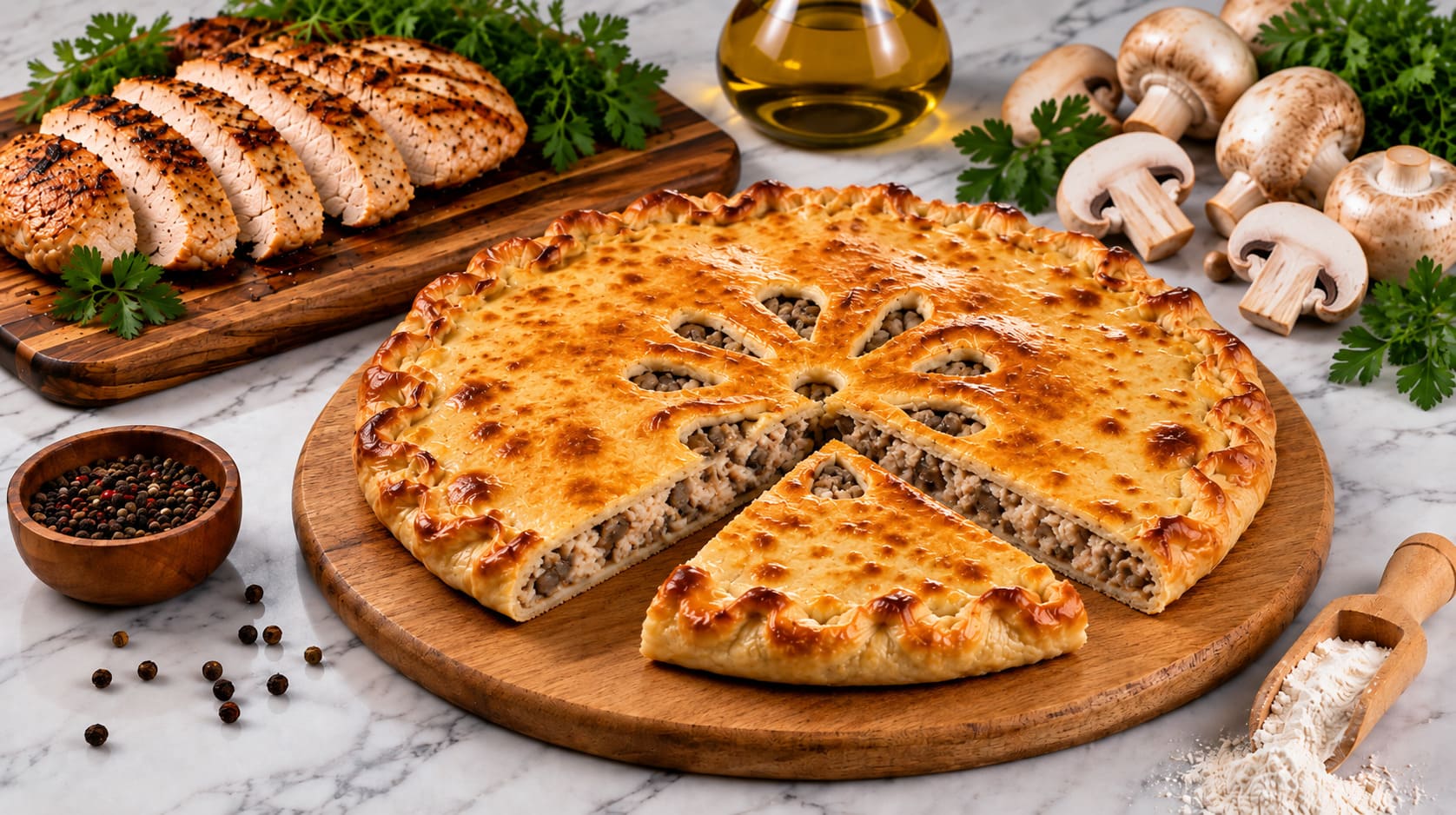 с курицей и грибами