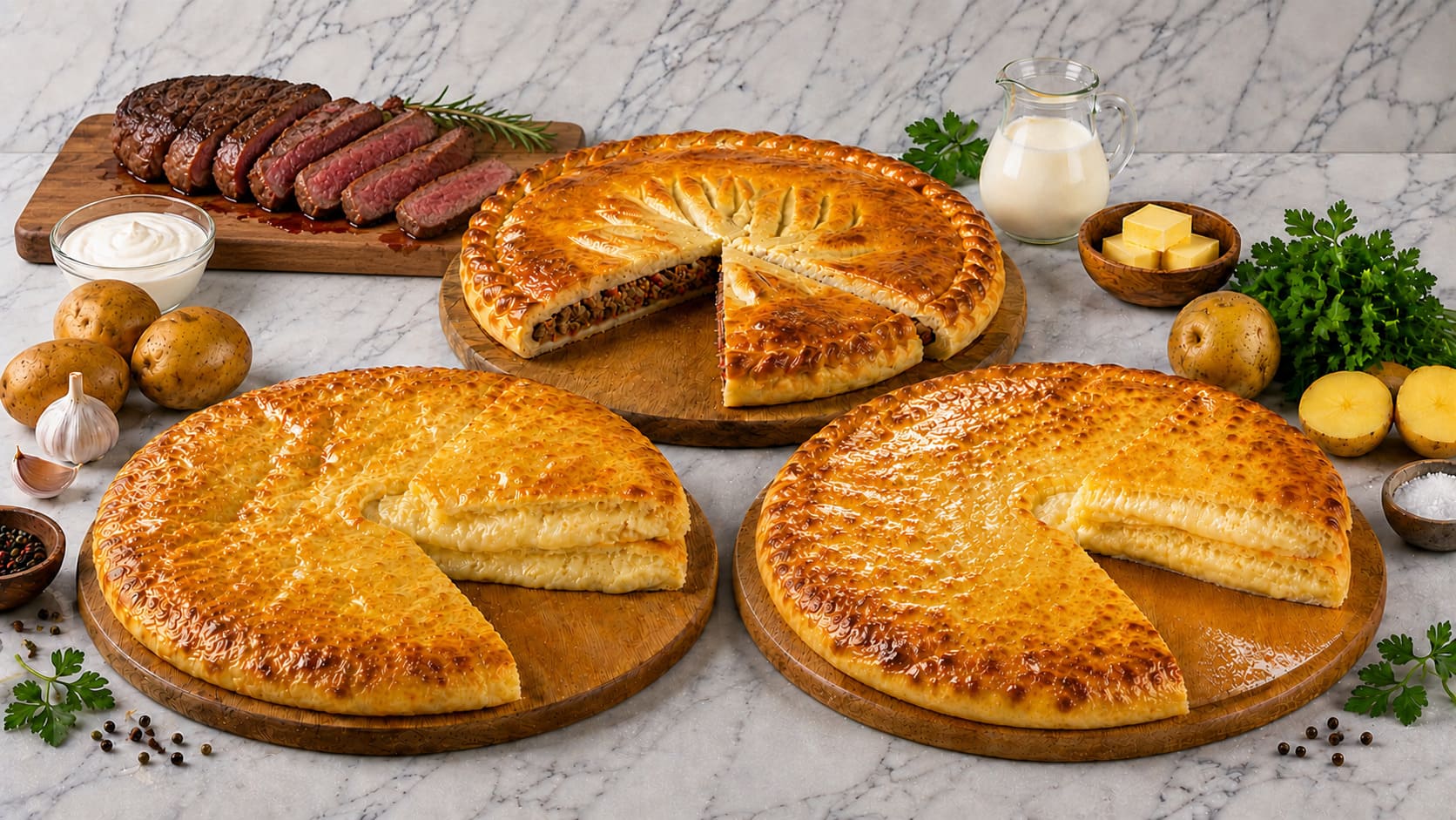 мясо, сыр, картофель